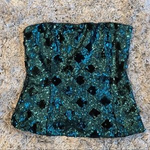 Zara Dark Green Sequined Top